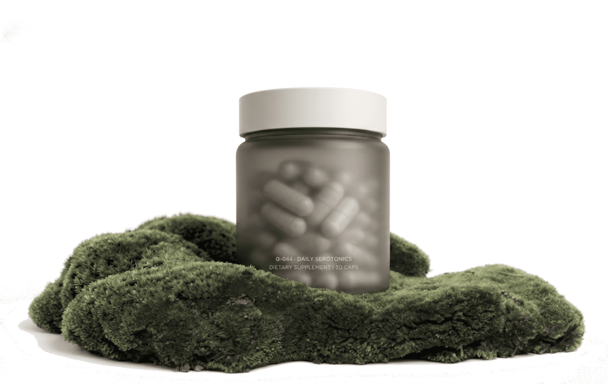 tbn. living pills — capsule jar on moss bed